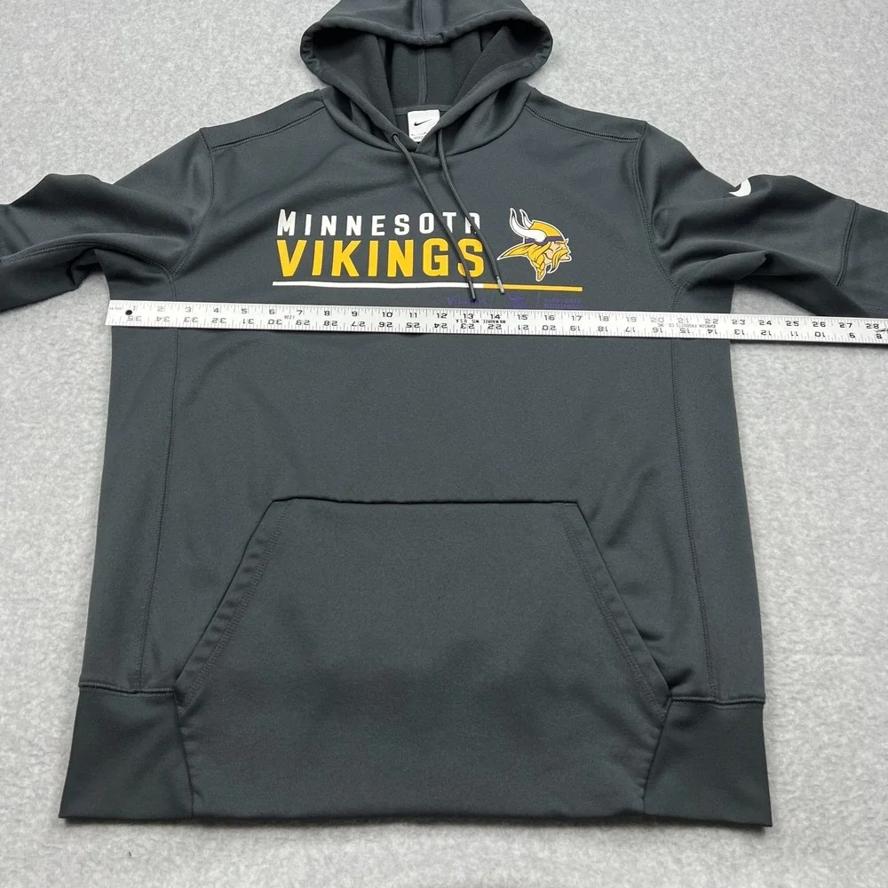 Nike Minnesota Vikings Hoodie Mens Medium Black Therma-Fit Fleece NFL Sweatshirt